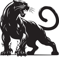 illustration of a silhouette of a Black Panther the white background