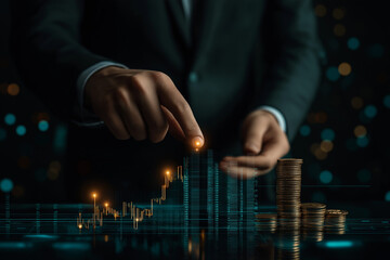 Wachstum des Finanzmarktes mit M&uuml;nzen und Diagramm

