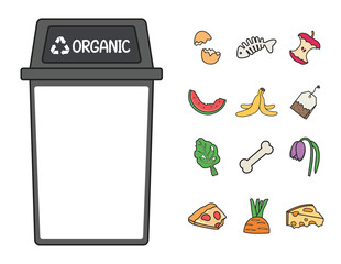 Organic Waste and and Trash Bin Clipart