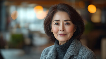 business photo of beautiful elderly Asian woman