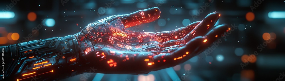Poster holographic project management action futuristic lab digital art tech environment close-up viewpoint