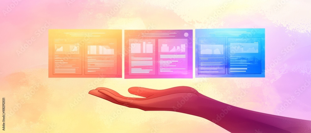 Aufkleber holographic project management display digital workspace infographic series virtual environment inte