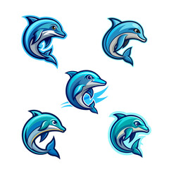Dolphin vector logo,  dolphin icon, dolphin head,  sticker. white background. © Designeruniverse