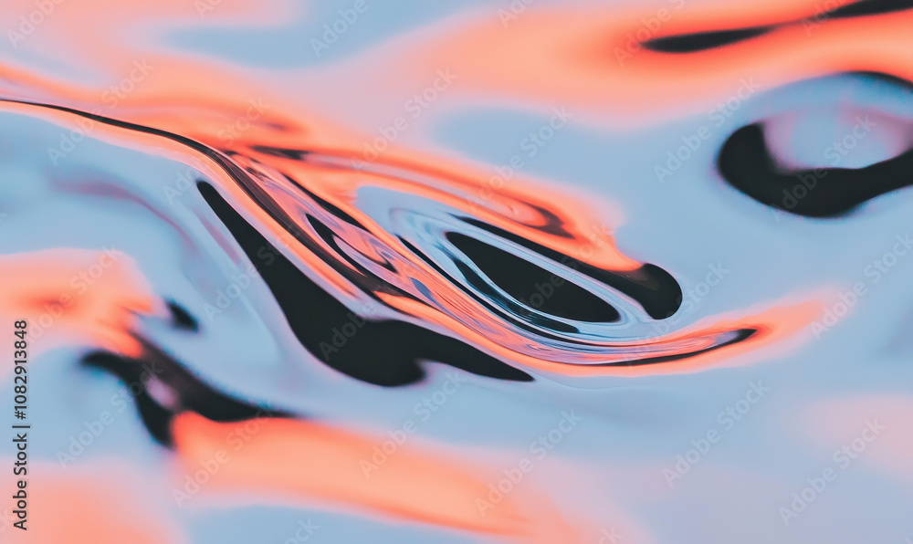Poster captivating abstract waves: exploring fluid dynamics and color contrast