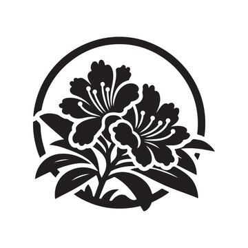 black flowers in circle design clip art preview