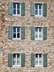 old windows in the building
