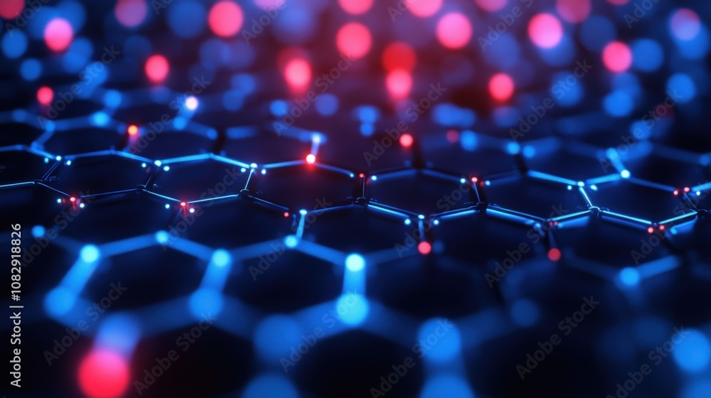 Poster Abstract Network with Blue and Red Lights on Hexagon Structure