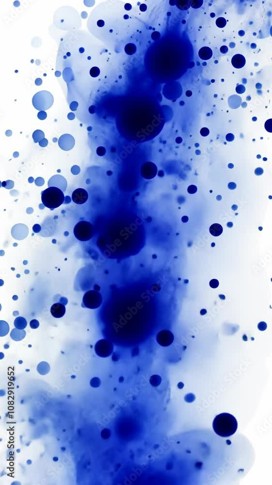 Aufkleber blue ink spreads and creates a unique pattern of dots and blots on a white background