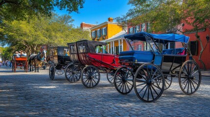 Fototapeta premium Charming Rainbow Row in Historic Charleston, South Carolina