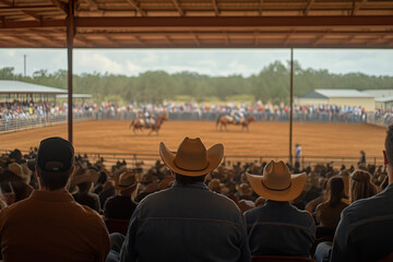 Energetic rodeo event captivating spectators at an outdoor arena in daytime