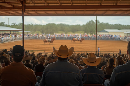 Energetic rodeo event captivating spectators at an outdoor arena in daytime