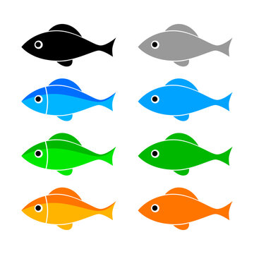 Fish icon set, vector icon on white background