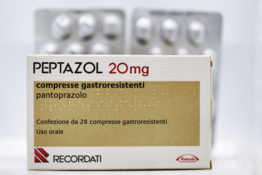 Peptazol 20 mg tablets are prescribed for the treatment of diseases related to the acid produced by the stomach,Rome, Italy - November 15, 2024