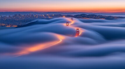 Foggy San Francisco Golden Gate Bridge at Dusk © Chronicles Artsy 