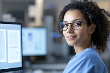 Clinic receptionist assisting patients and managing tasks at a medical facility during office hours