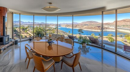 Fototapeta premium Stunning View of Hoover Dam from Modern Interior Space