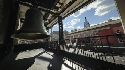 Obraz premium Historic Bell with City View at Daylight