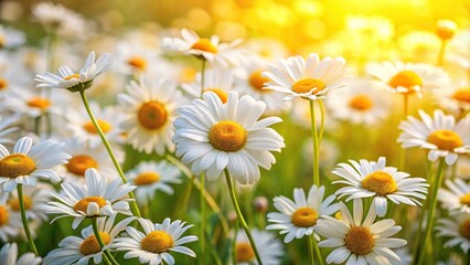 Obraz premium Beautiful camomile daisy field in summer