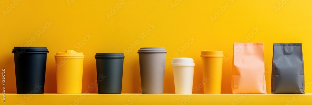 Poster a variety of reusable containers are prominently featured, contrasting with numerous colorful single