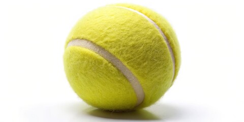 Single Tennis Ball Isolated on White Background, Sports, Equipment, Tennis Ball, Tennis