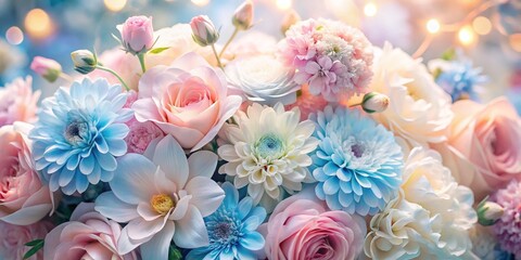 Soft Pastel Bouquet of Flowers with Bokeh Lights, Floral, Bouquet