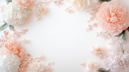 Elegant Floral Arrangement with Peach and White Flowers, white background