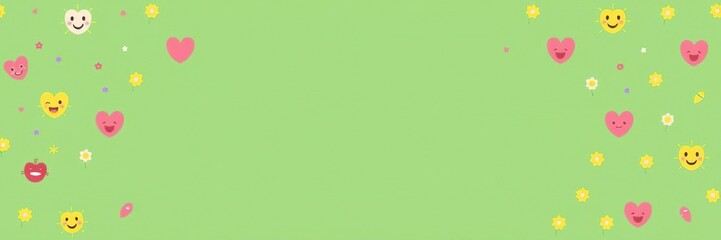 A green background with adorable and charming elements perfect for cute designs, graphic, joyful, background