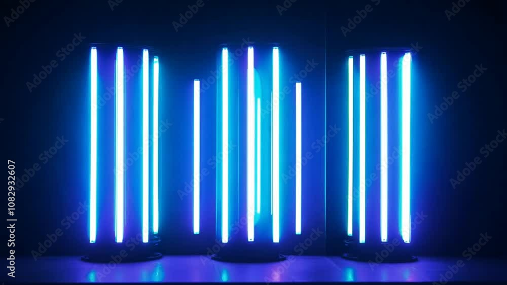 Poster illuminated vu meter tubes on black background generative ai