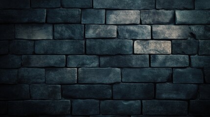 Obraz premium Dark brick wall, deep black background. Architecture and textures