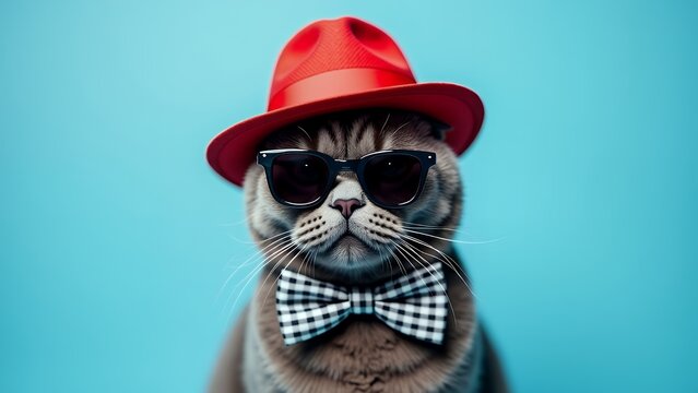 赤いハットが似合う猫