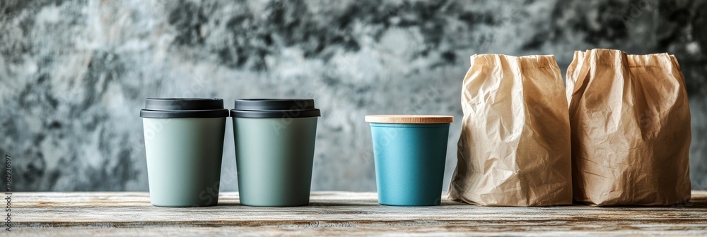 Aufkleber The contrast highlights the importance of reusable containers as alternatives to single-use plastics that contribute to environmental waste. Generative AI