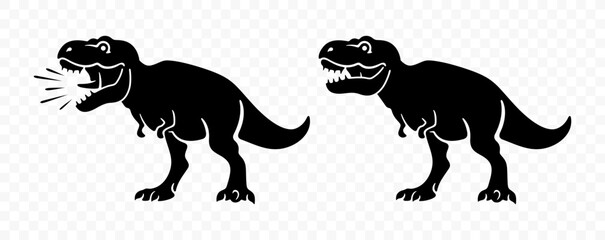 Tyrannosaurus rex, tyrannosaurus roar or roaring, graphic design. Black. Dinosaur, animals, predator and reptile, vector design and illustration