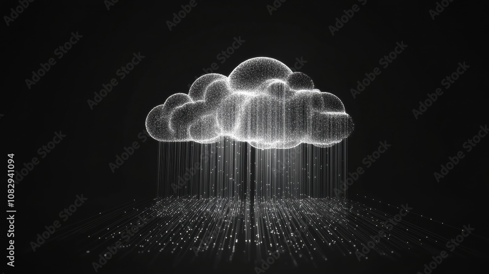 Poster This artwork illustrates a data cloud structure with delicate lines extending outward, representing connectivity in the digital realm. Generative AI