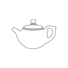 Linear teapot vector icon. Outline of a classic Japanese teapot. Ceramic teapot vector. Icon of a teapot for herbs. Tea party logo vector. Tea style vector.