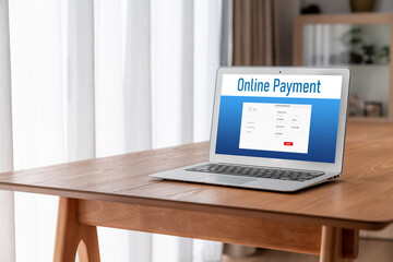 Fototapeta premium Online payment platform for modish money transfer on the internet netowrk