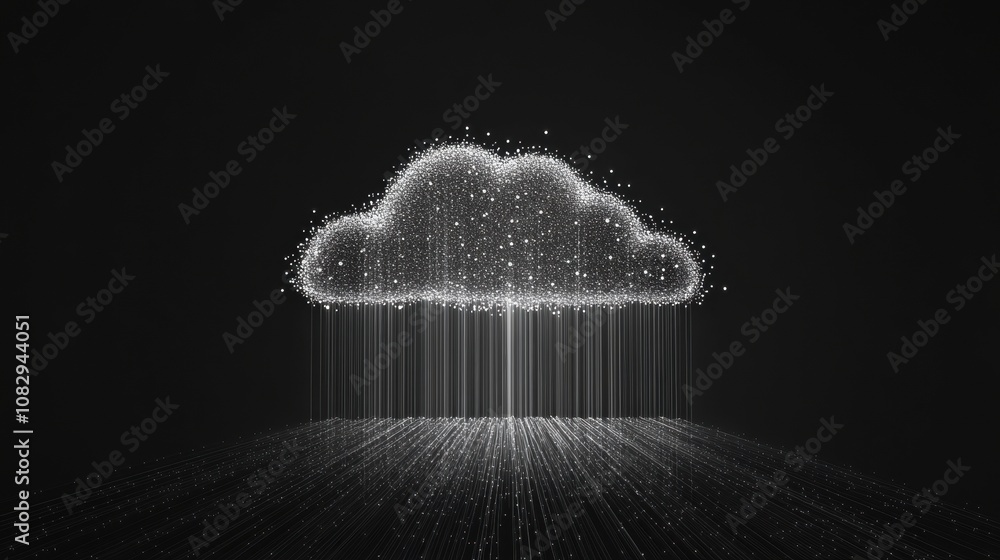 Poster a schematic of a data cloud emerges with thin lines extending outward, showcasing connectivity and i