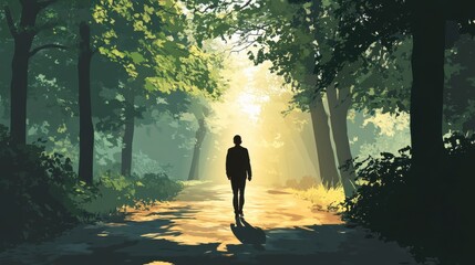 Fototapeta premium Mindful Walking in the Tranquil Forest Setting