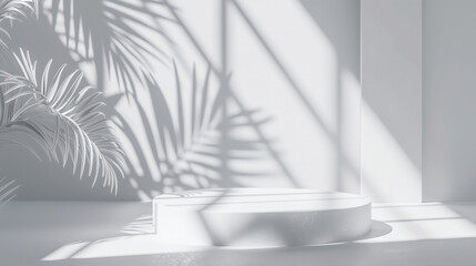 Abstract white background with shadows and light 3D rendering