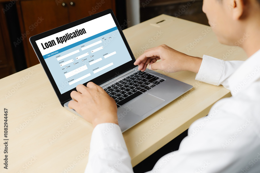 Poster online loan application form for modish digital information collection on the internet network