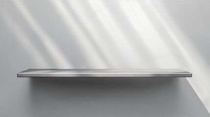 White background with a stainless steel shelf