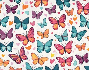 Colorful Butterfly Pattern on white background