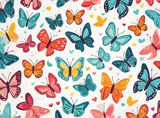Colorful Butterfly Pattern on white background
