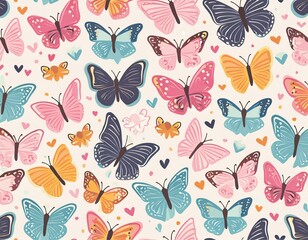 Colorful Butterfly Pattern on white background