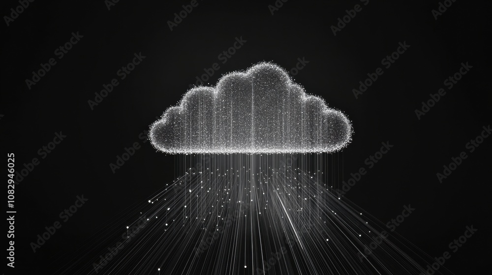 Poster A visual representation of a data cloud illustrates the flow of information with thin lines radiating outward, showcasing connectivity in tech. Generative AI