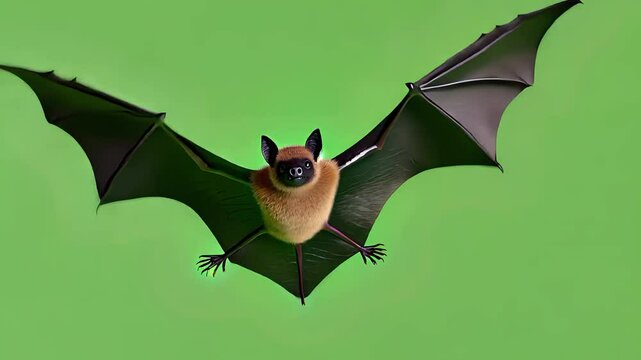 A single bat flying against a green background