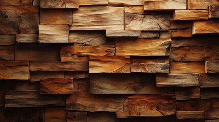 Abstract wood background with stacked firewood. 