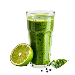 Green detox smoothie. Smoothie recipes for a fast weight loss on transparent background