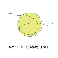 World tennis day in one continuous line. One line drawing, minimalism. Vector illustration.