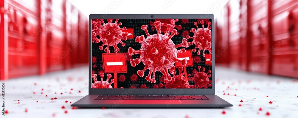 Poster cybersecurity monitoring against malware attacks digital space graphic design tech environment deskt