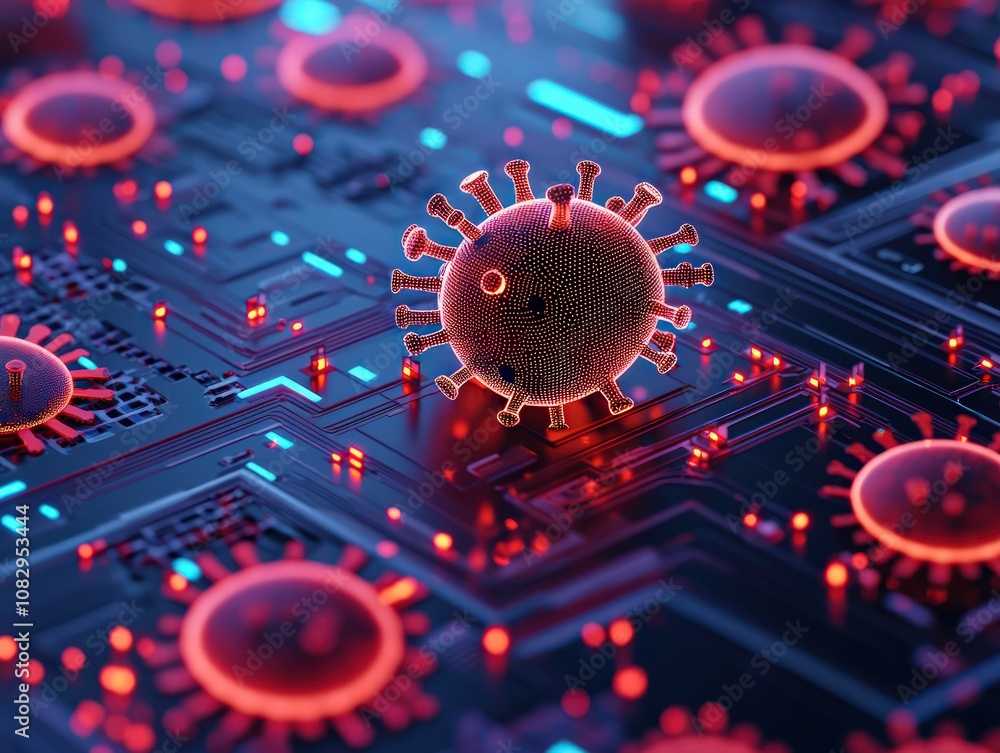 Poster monitoring cybersecurity threats from malware in technology environments